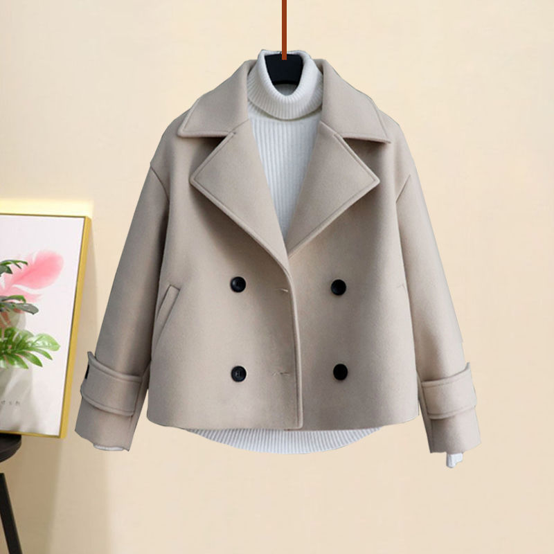 Women's Casual Woolen Coat, Sweater and Pants Three Piece Outfit Set - ChoreGirl