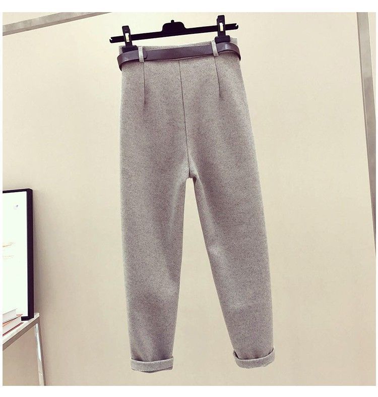 Women's Casual Woolen Coat, Sweater and Pants Three Piece Outfit Set - ChoreGirl