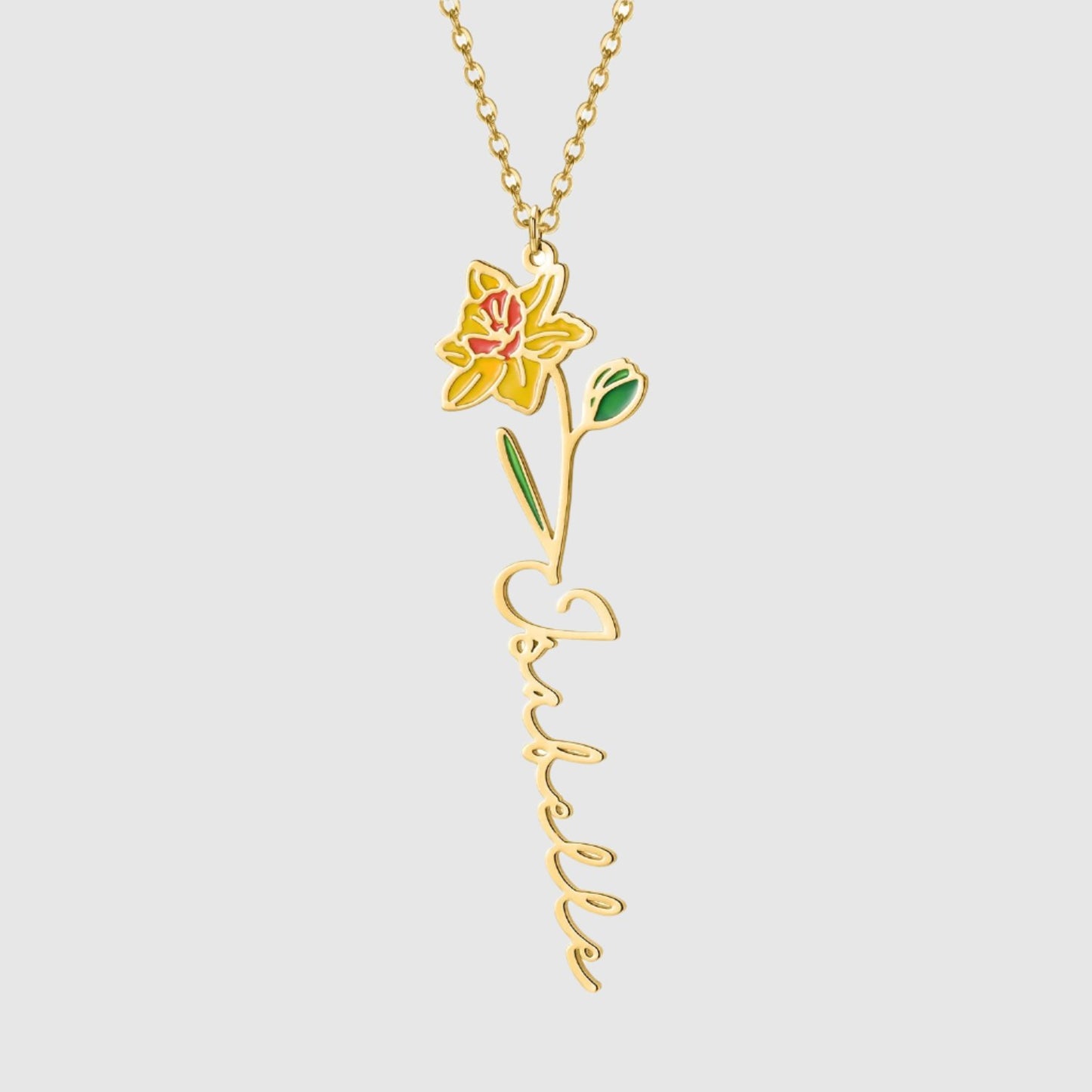 Women's Colored Personalized Birth Flower Stainless Steel Necklace - ChoreGirl