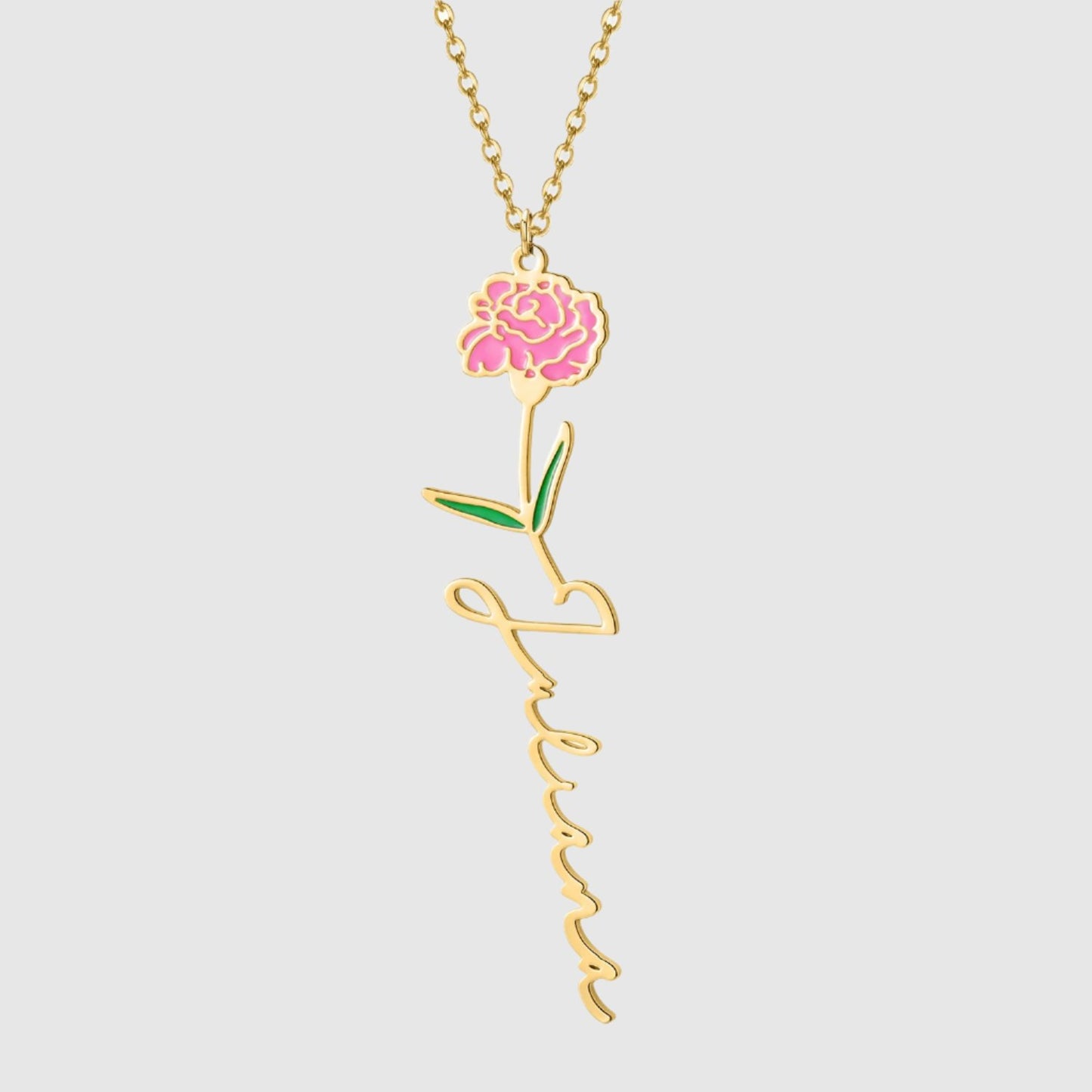 Women's Colored Personalized Birth Flower Stainless Steel Necklace - ChoreGirl