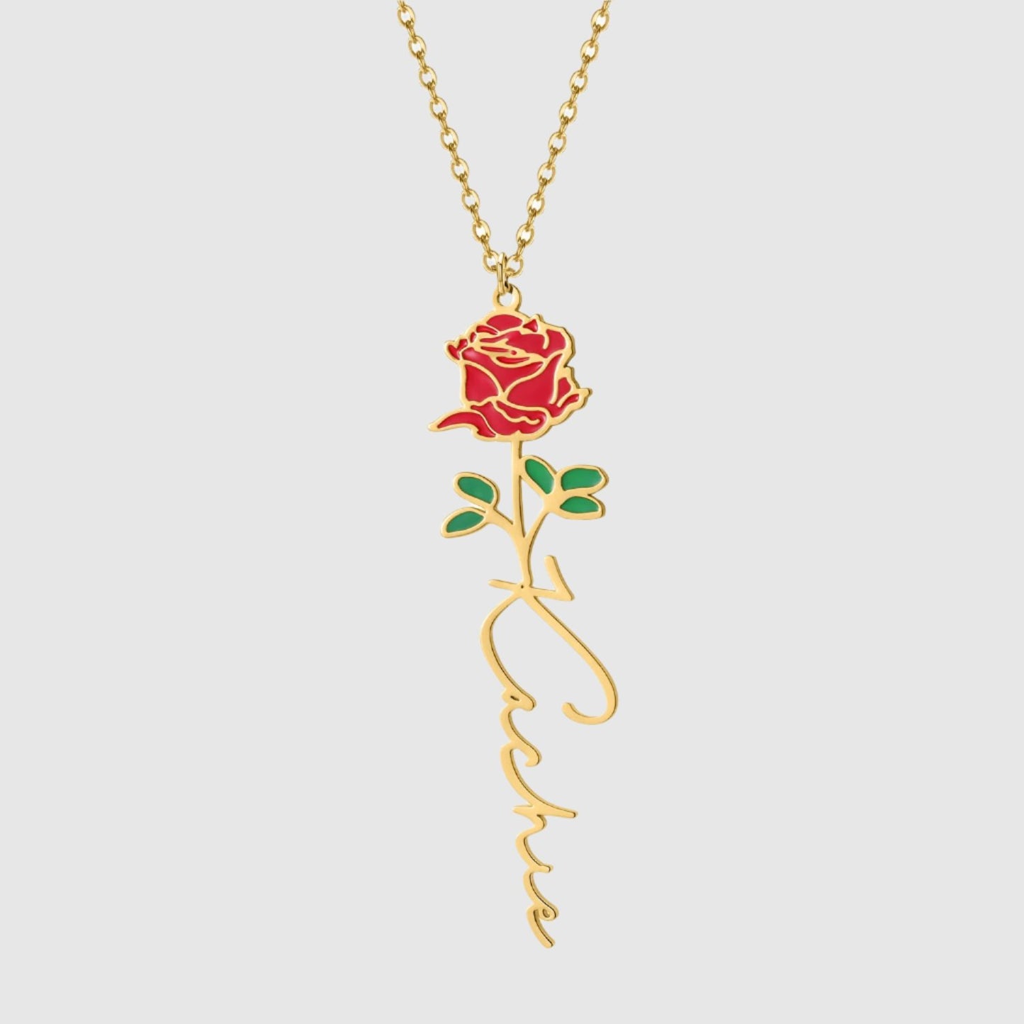 Women's Colored Personalized Birth Flower Stainless Steel Necklace - ChoreGirl