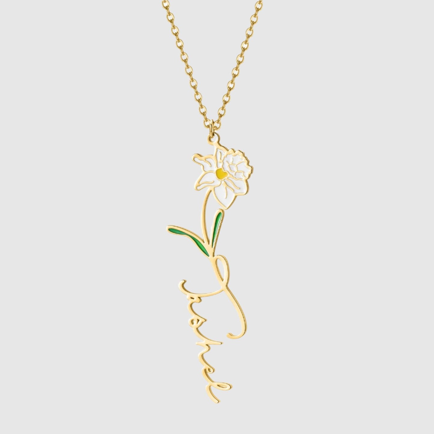 Women's Colored Personalized Birth Flower Stainless Steel Necklace - ChoreGirl