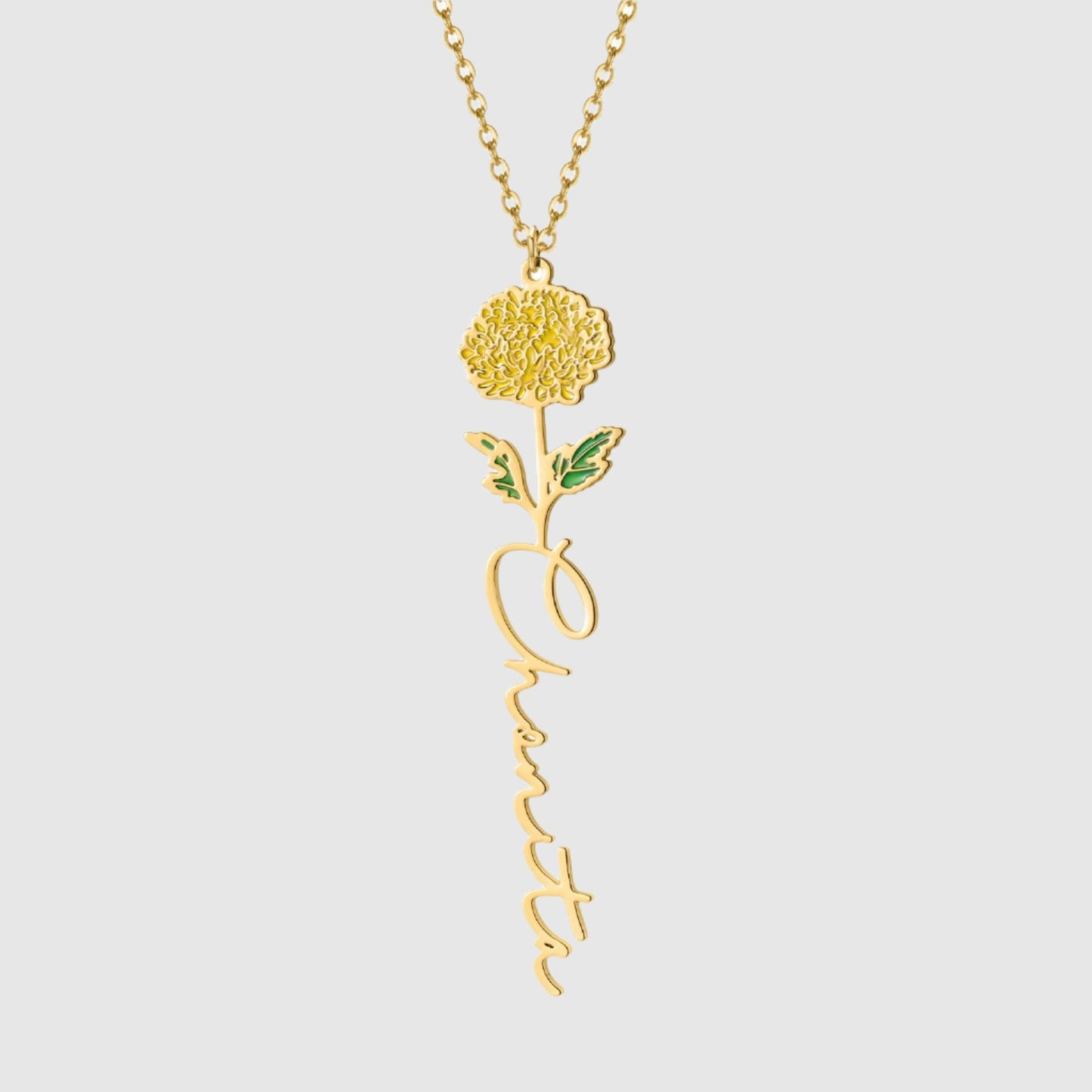 Women's Colored Personalized Birth Flower Stainless Steel Necklace - ChoreGirl