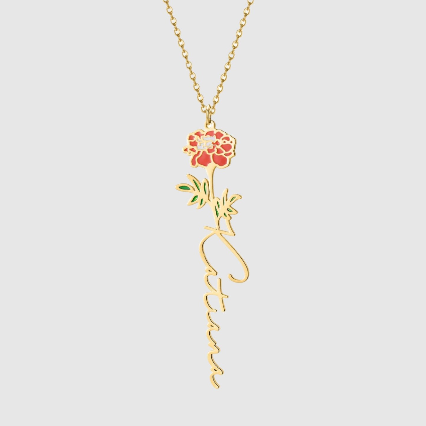 Women's Colored Personalized Birth Flower Stainless Steel Necklace - ChoreGirl