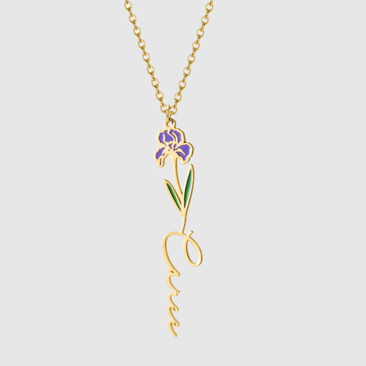 Women's Colored Personalized Birth Flower Stainless Steel Necklace - ChoreGirl