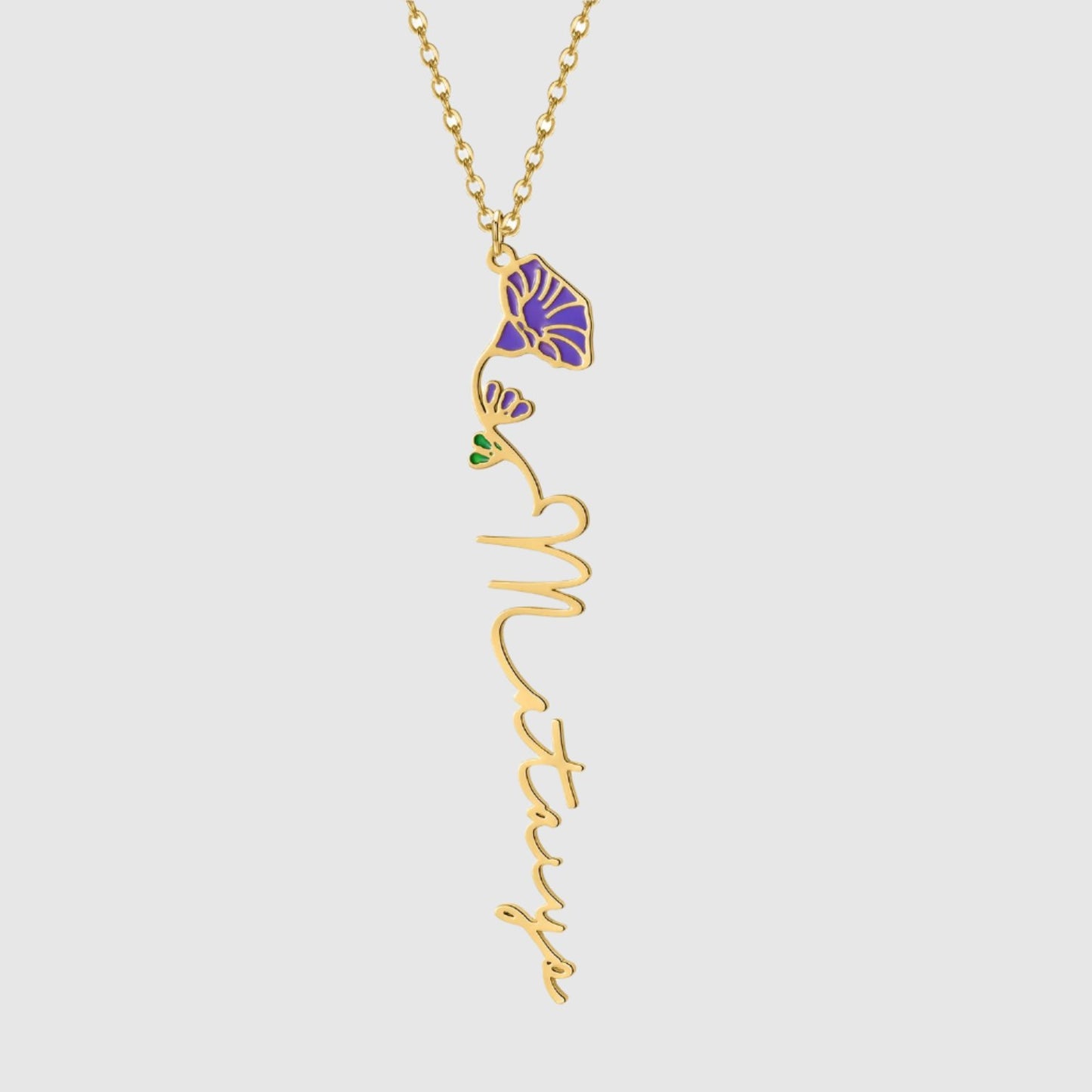 Women's Colored Personalized Birth Flower Stainless Steel Necklace - ChoreGirl
