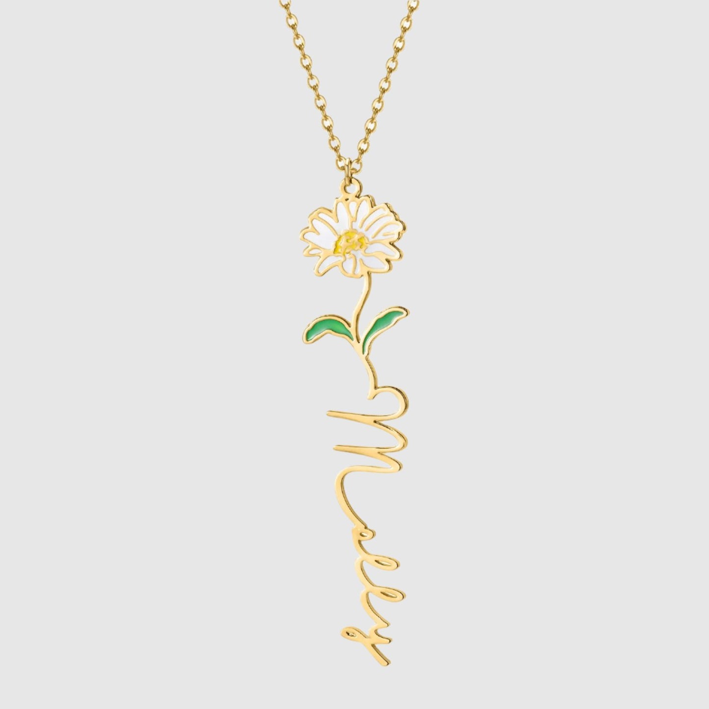 Women's Colored Personalized Birth Flower Stainless Steel Necklace - ChoreGirl