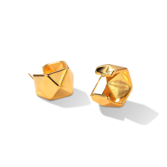 Women's Copper Retro Stud Earrings - ChoreGirl