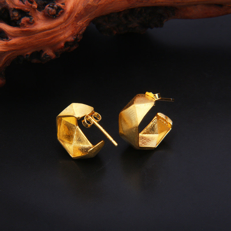 Women's Copper Retro Stud Earrings - ChoreGirl