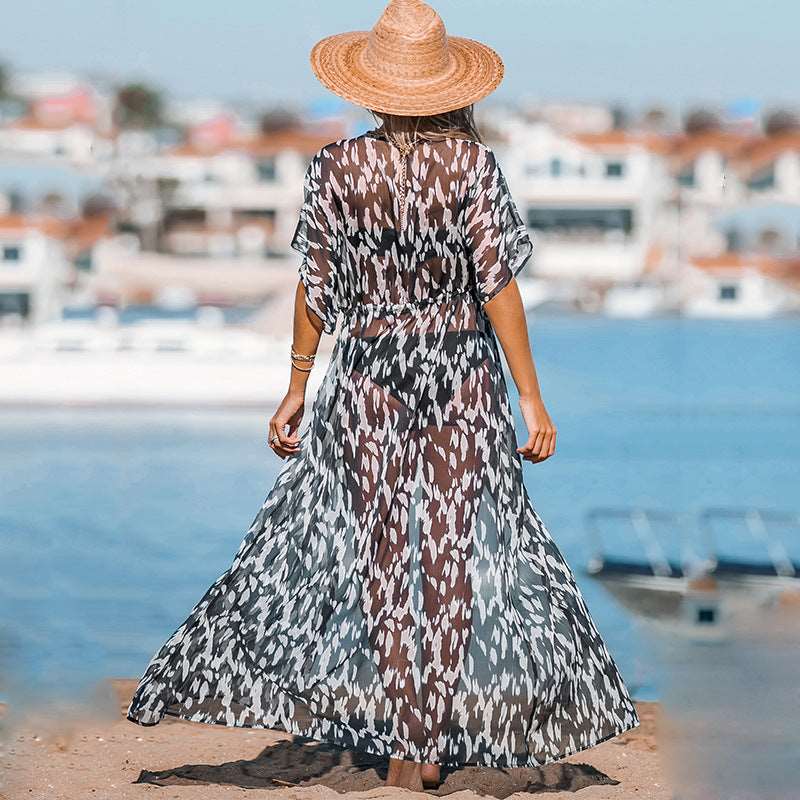 Women's Cover-up Beach Robe with Lace-up Waist - ChoreGirl