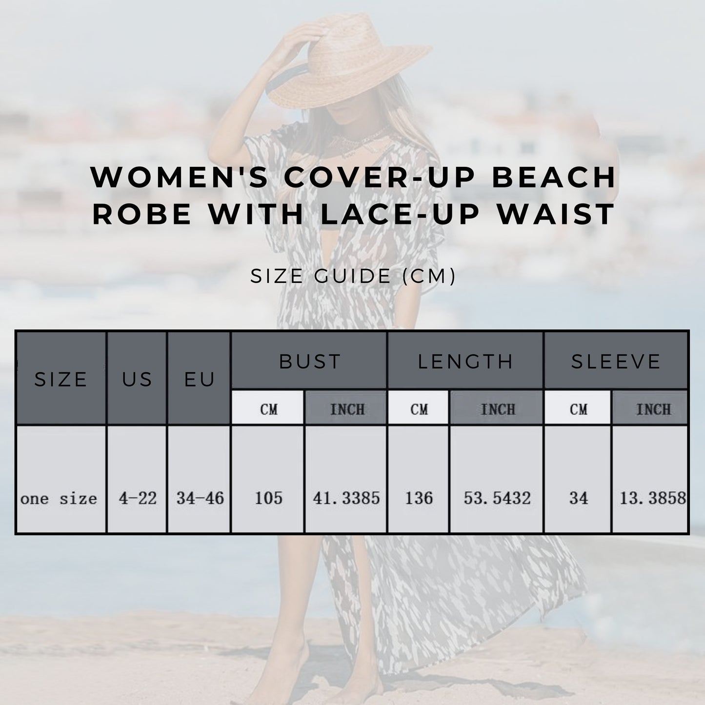 Women's Cover-up Beach Robe with Lace-up Waist - ChoreGirl
