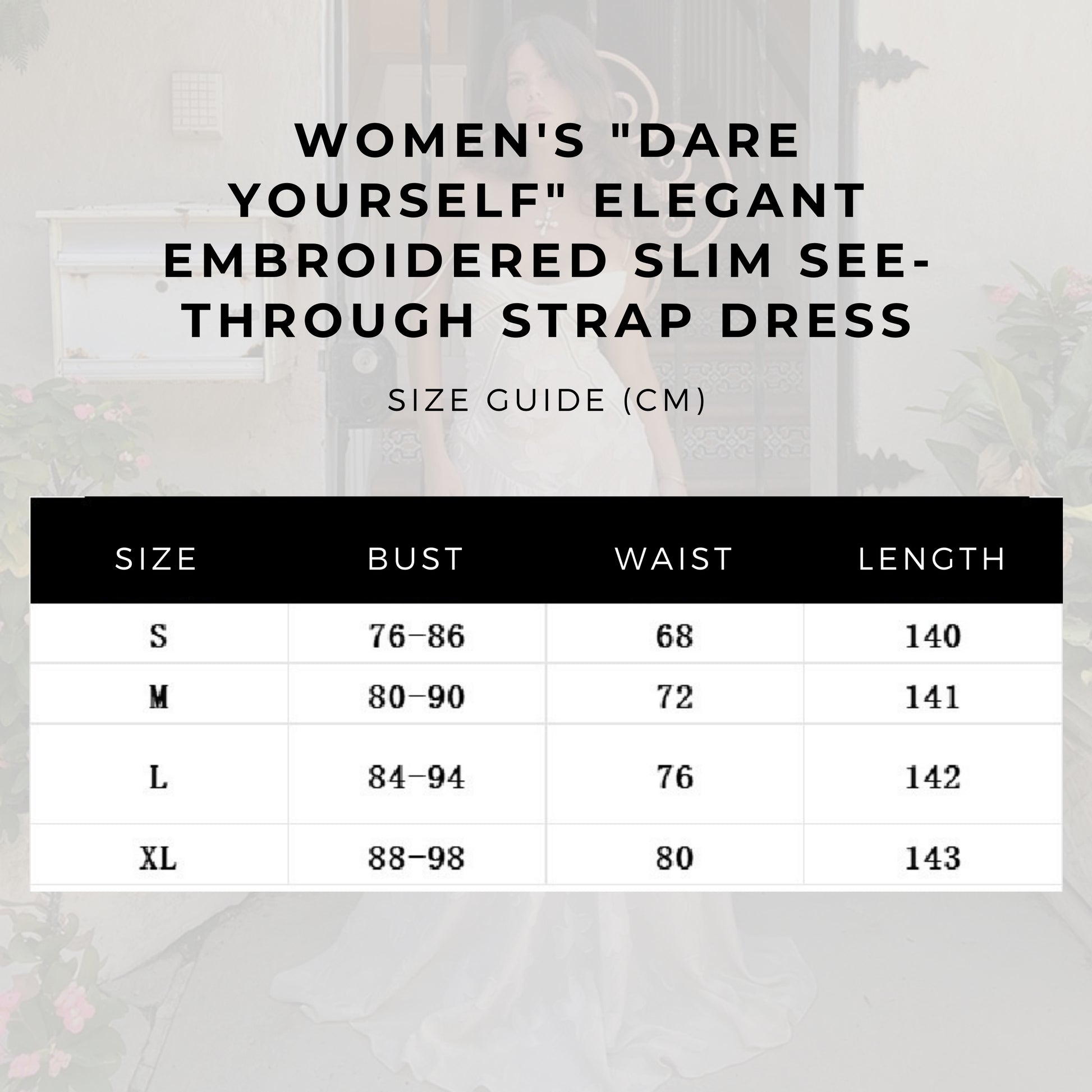 Women's "Dare Yourself" Elegant Embroidered Slim See-through Strap Dress - ChoreGirl