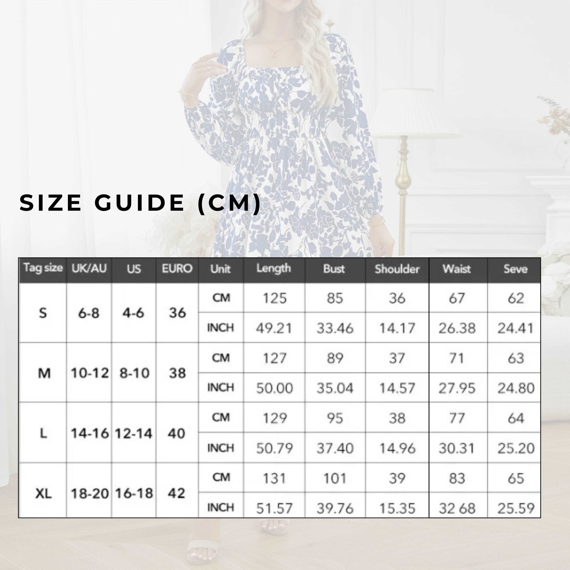 Women's Elegant Blue Floral Print Midi Dress - ChoreGirl