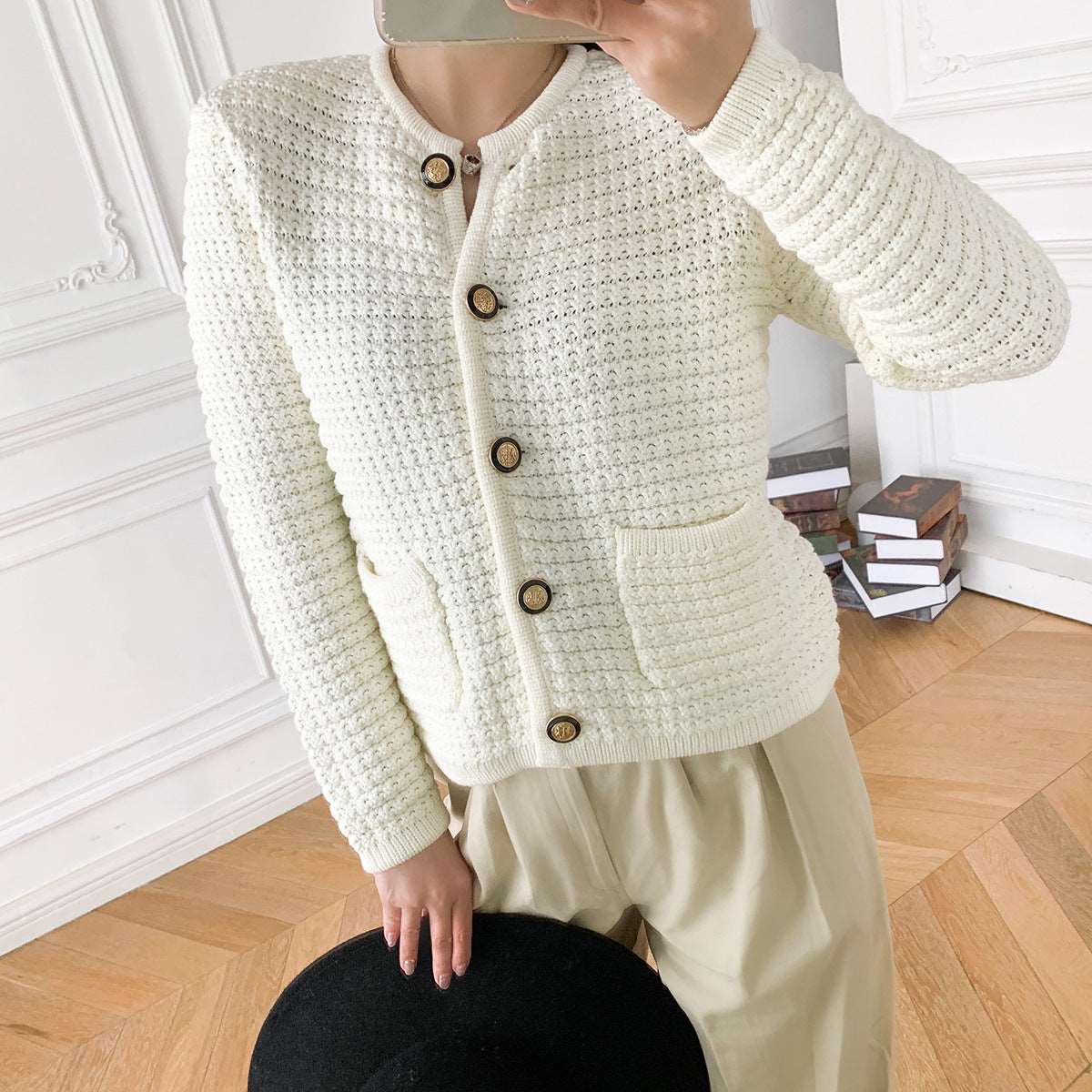 Women's Elegant Cotton Knit Cardigan - ChoreGirl