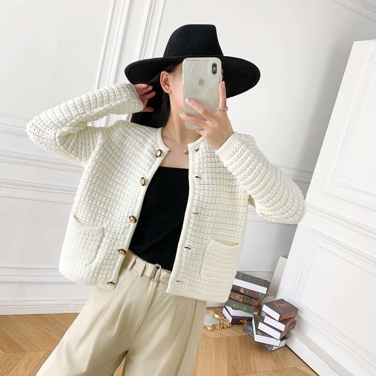 Women's Elegant Cotton Knit Cardigan - ChoreGirl