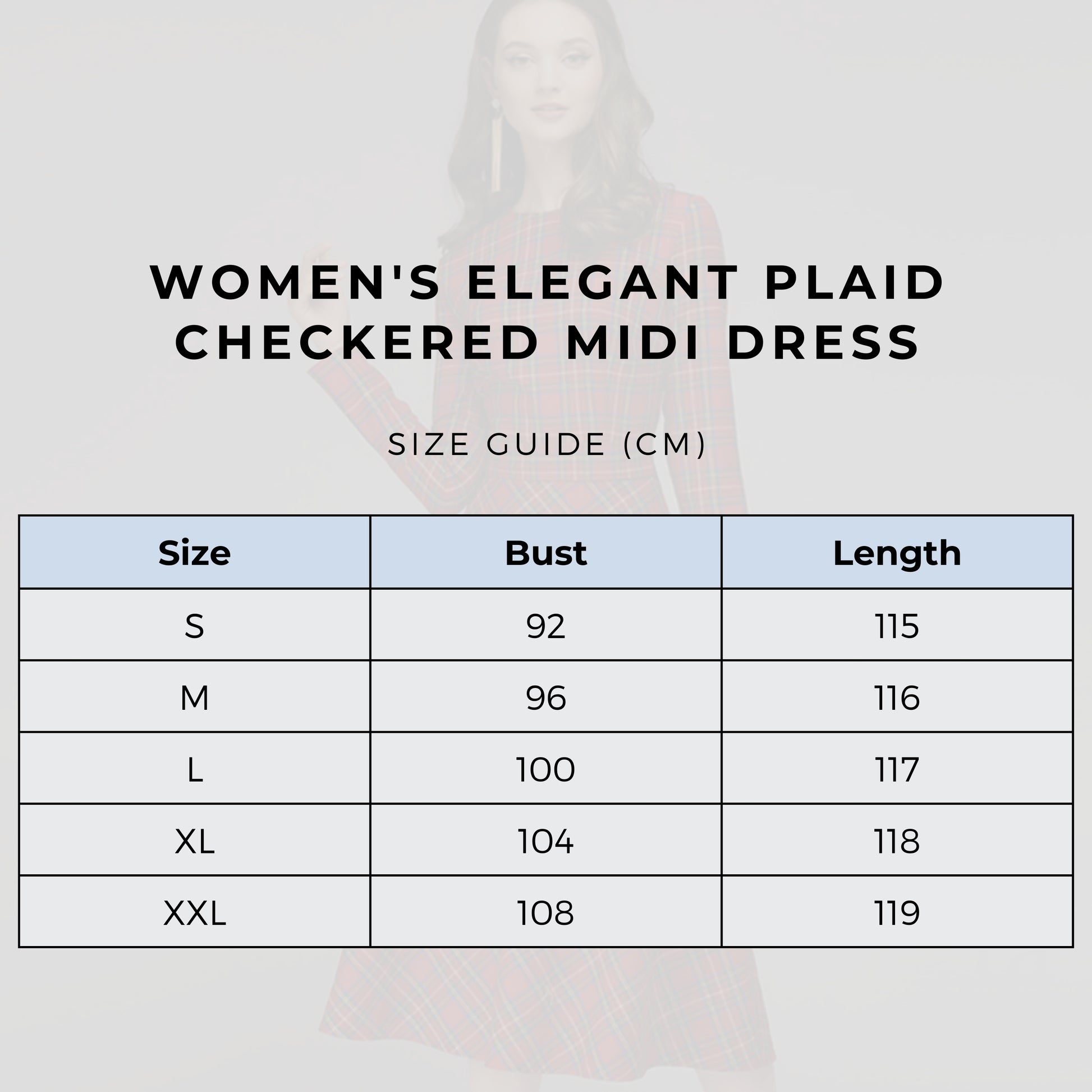 Women's Elegant Plaid Checkered Midi Dress - ChoreGirl