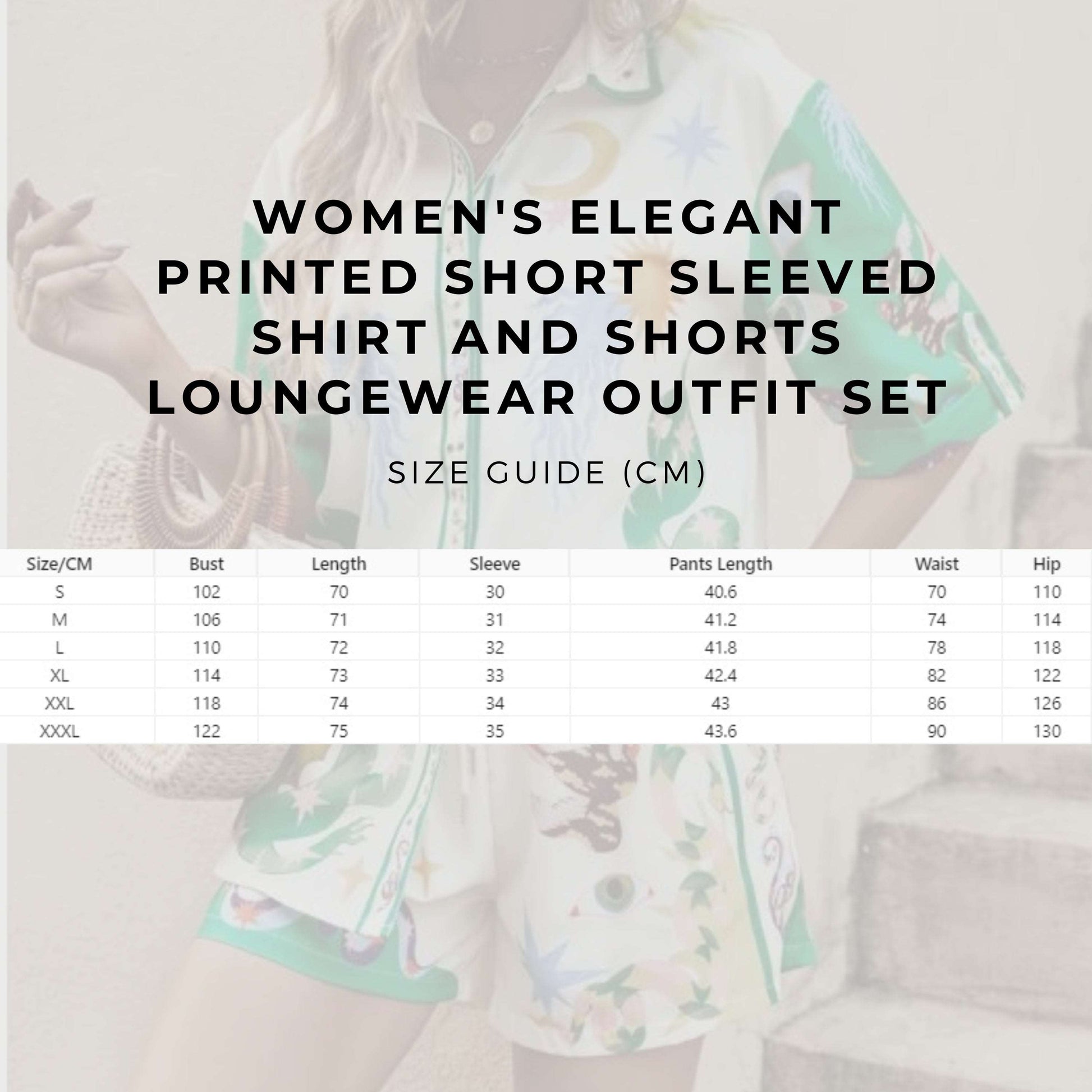 Women's Elegant Printed Short Sleeved Shirt and Shorts Loungewear Outfit Set - ChoreGirl