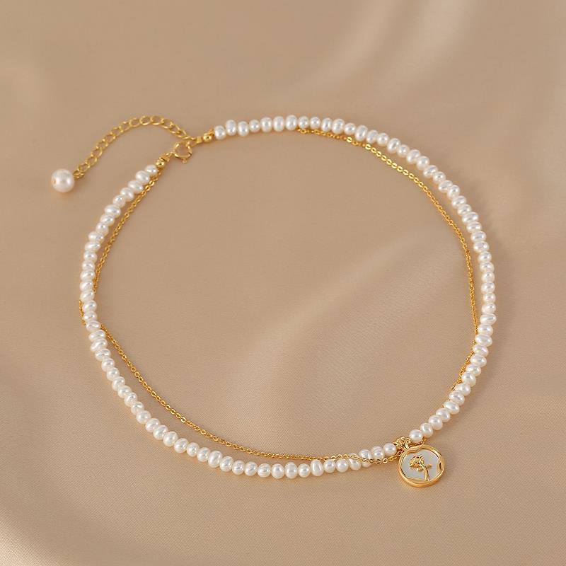 Women's Elegant Rose Flower Pendant and Double Layer Necklace - ChoreGirl