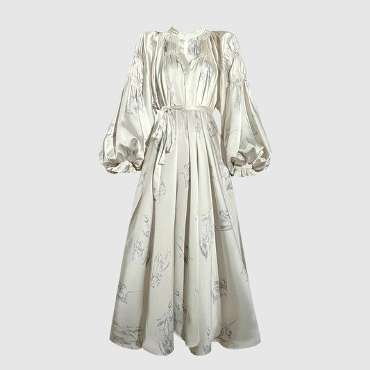 Women's Elegant Silky Soft Long Sleeved V-neck Dress - ChoreGirl