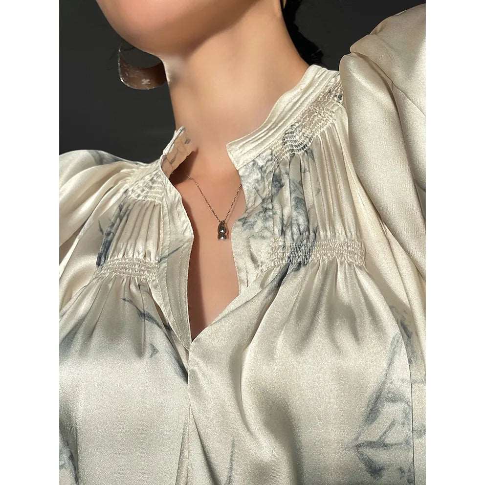 Women's Elegant Silky Soft Long Sleeved V-neck Dress - ChoreGirl