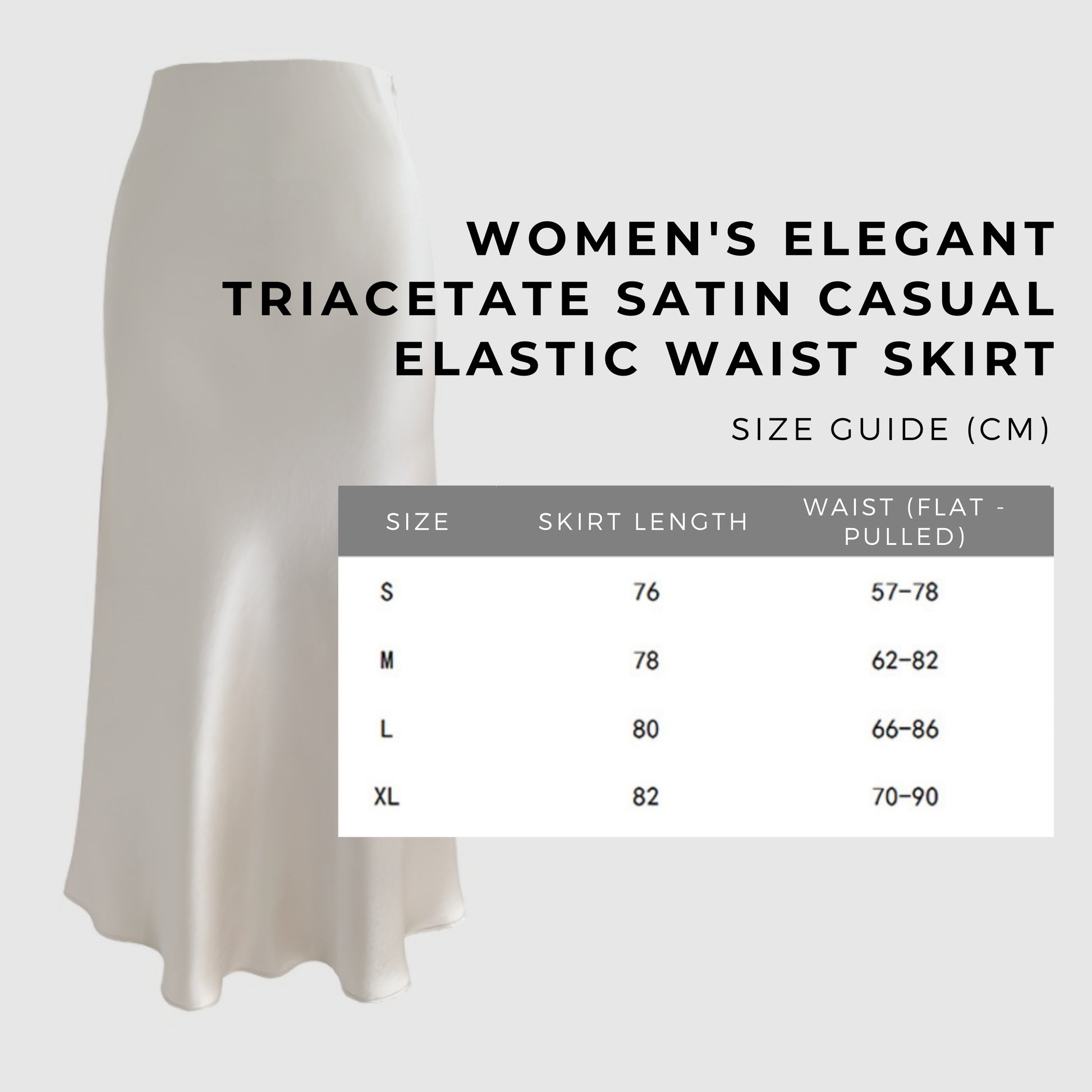 Women's Elegant Triacetate Satin Casual Elastic Waist Skirt - ChoreGirl