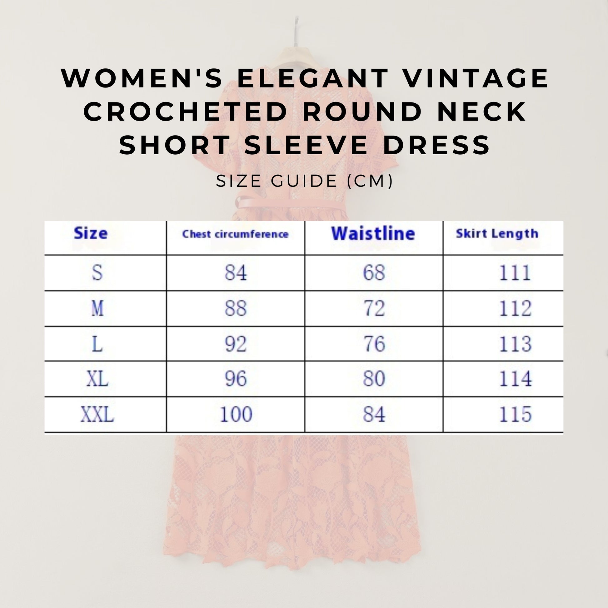 Women's Elegant Vintage Crocheted Round Neck Short Sleeve Dress - ChoreGirl