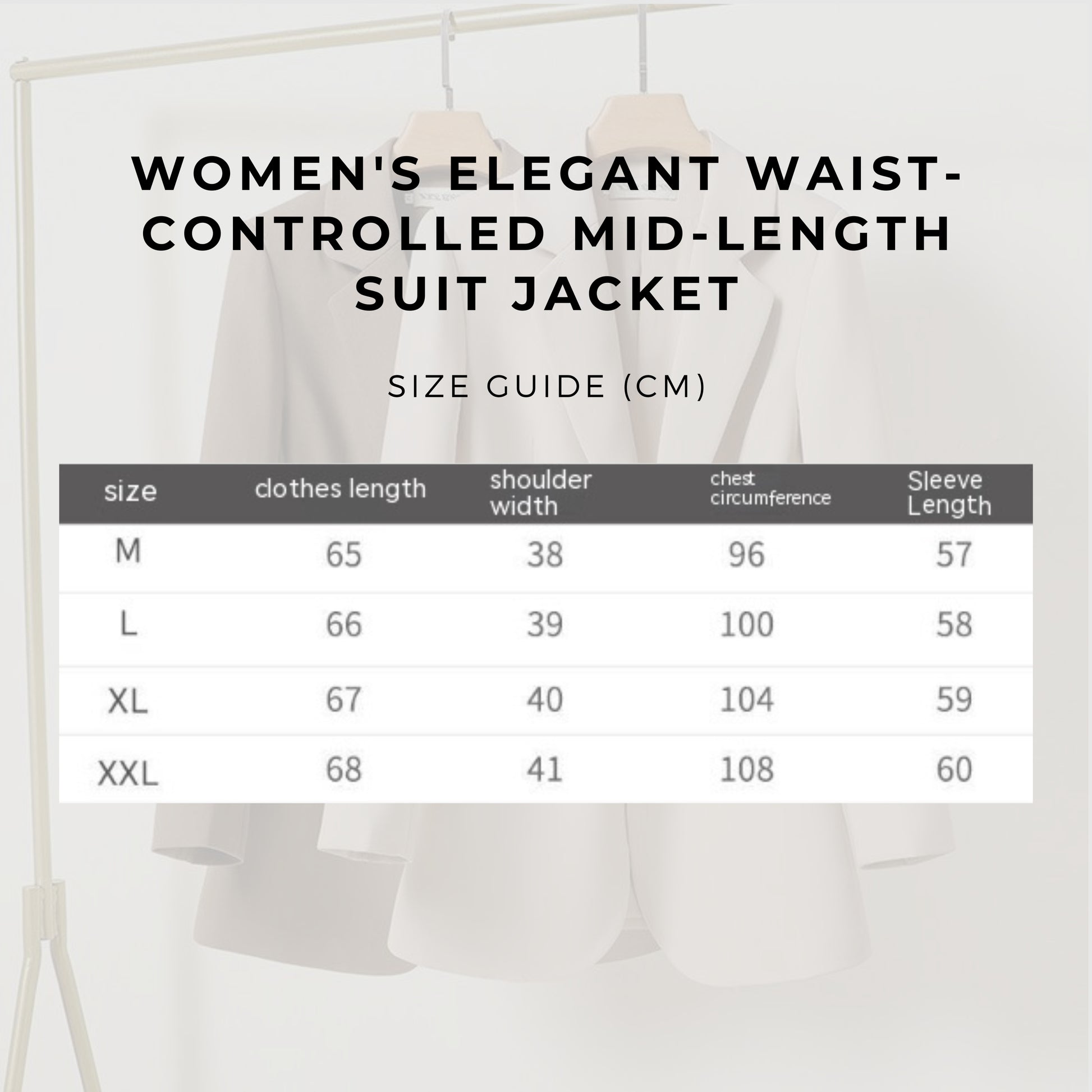 Women's Elegant Waist-controlled Mid-length Suit Jacket - ChoreGirl