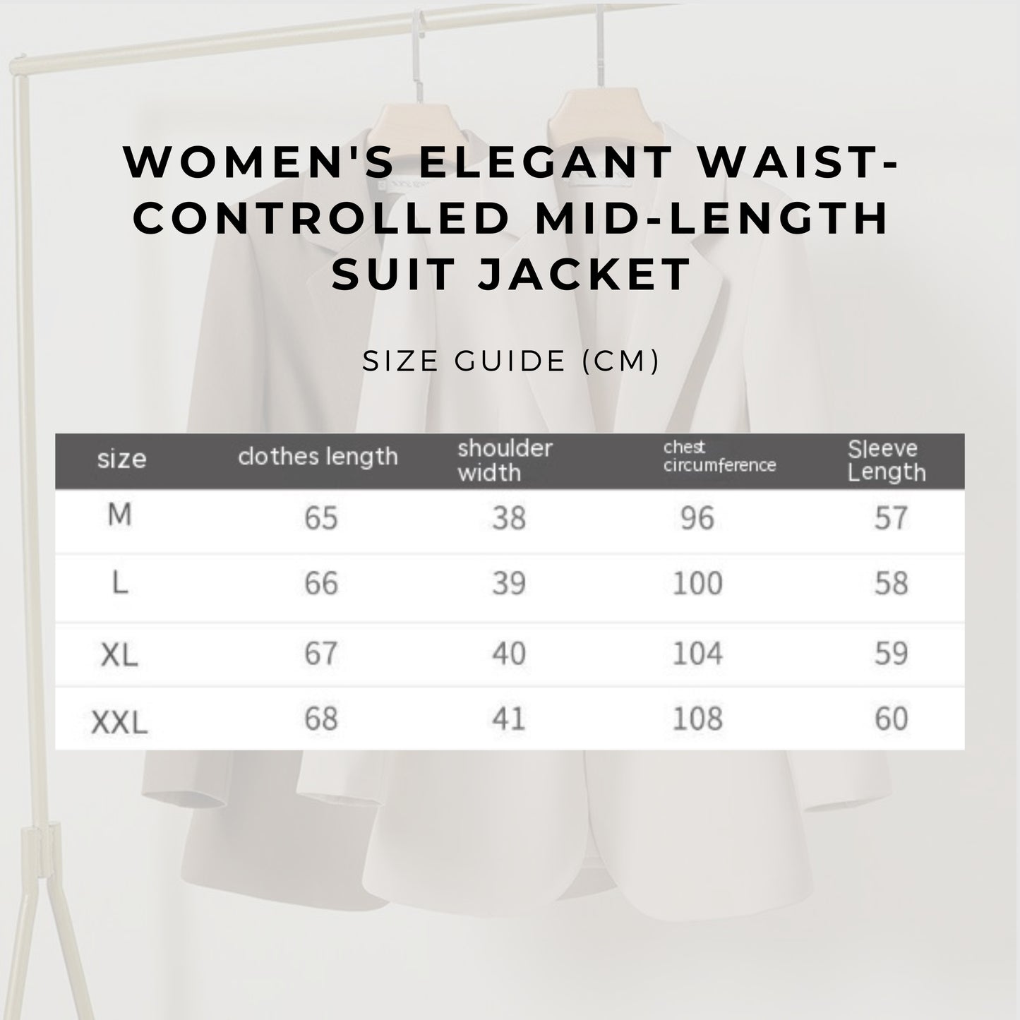 Women's Elegant Waist-controlled Mid-length Suit Jacket - ChoreGirl