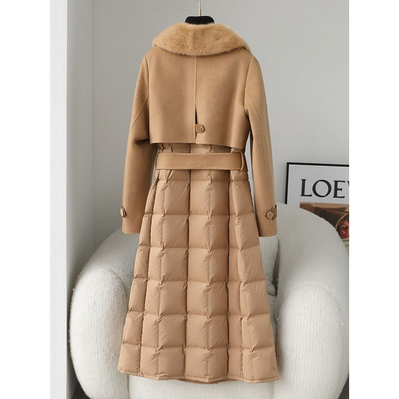 Women's Faux Fur Collar Down Long Coat - ChoreGirl
