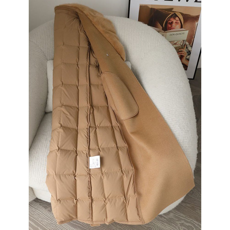 Women's Faux Fur Collar Down Long Coat - ChoreGirl