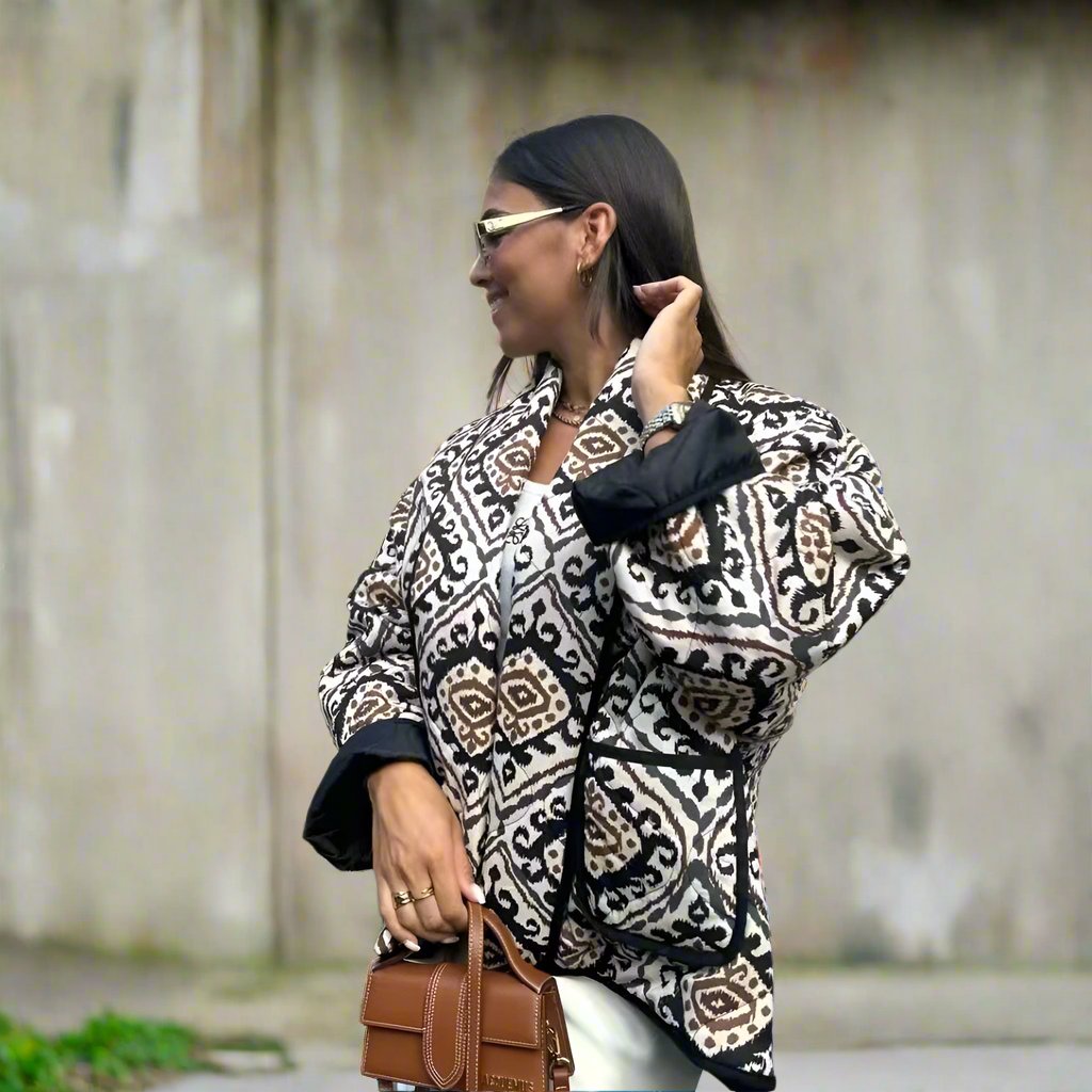 Women's Floral Print Vintage Cotton Padded Cropped Cardigan - ChoreGirl