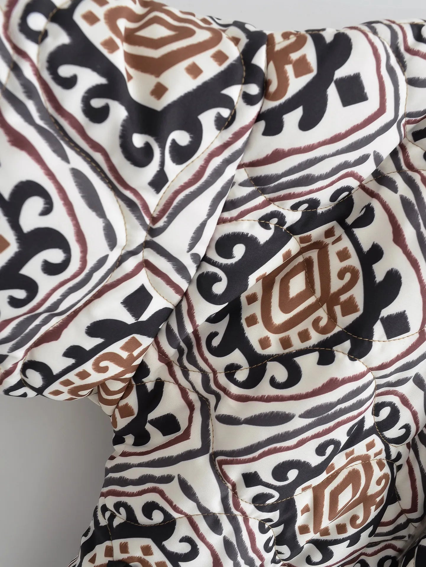 Women's Floral Print Vintage Cotton Padded Cropped Cardigan - ChoreGirl