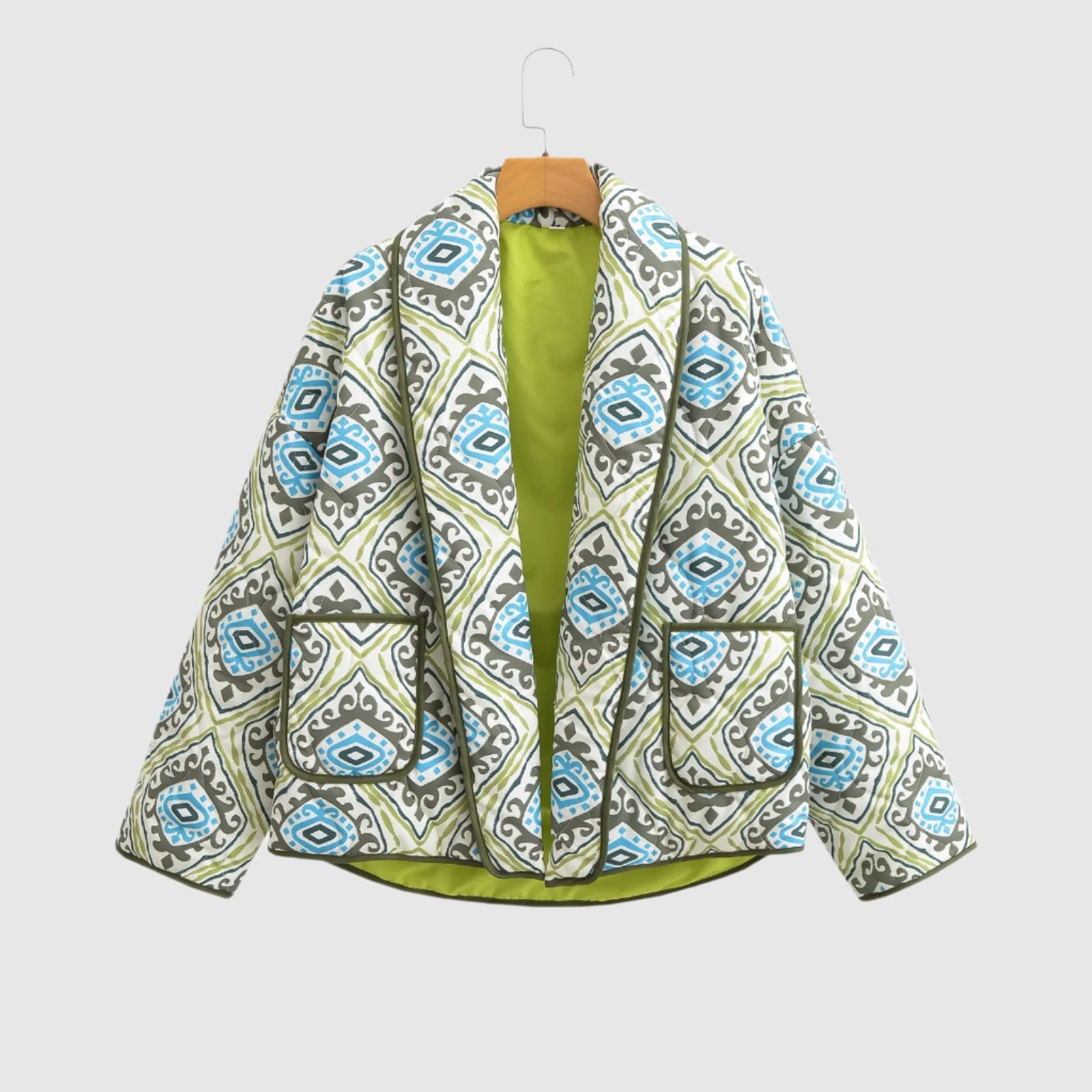 Women's Floral Print Vintage Cotton Padded Cropped Cardigan - ChoreGirl