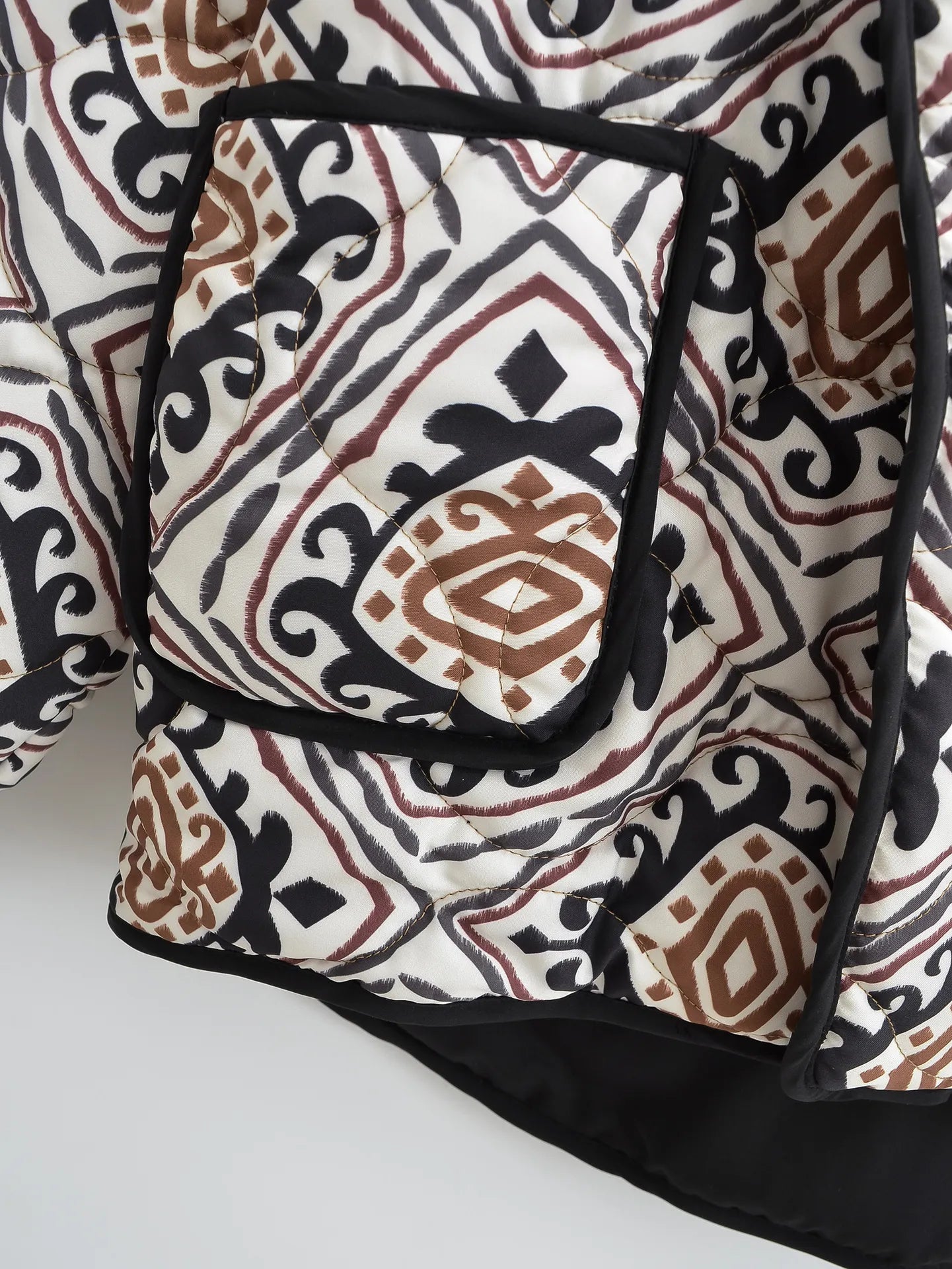 Women's Floral Print Vintage Cotton Padded Cropped Cardigan - ChoreGirl