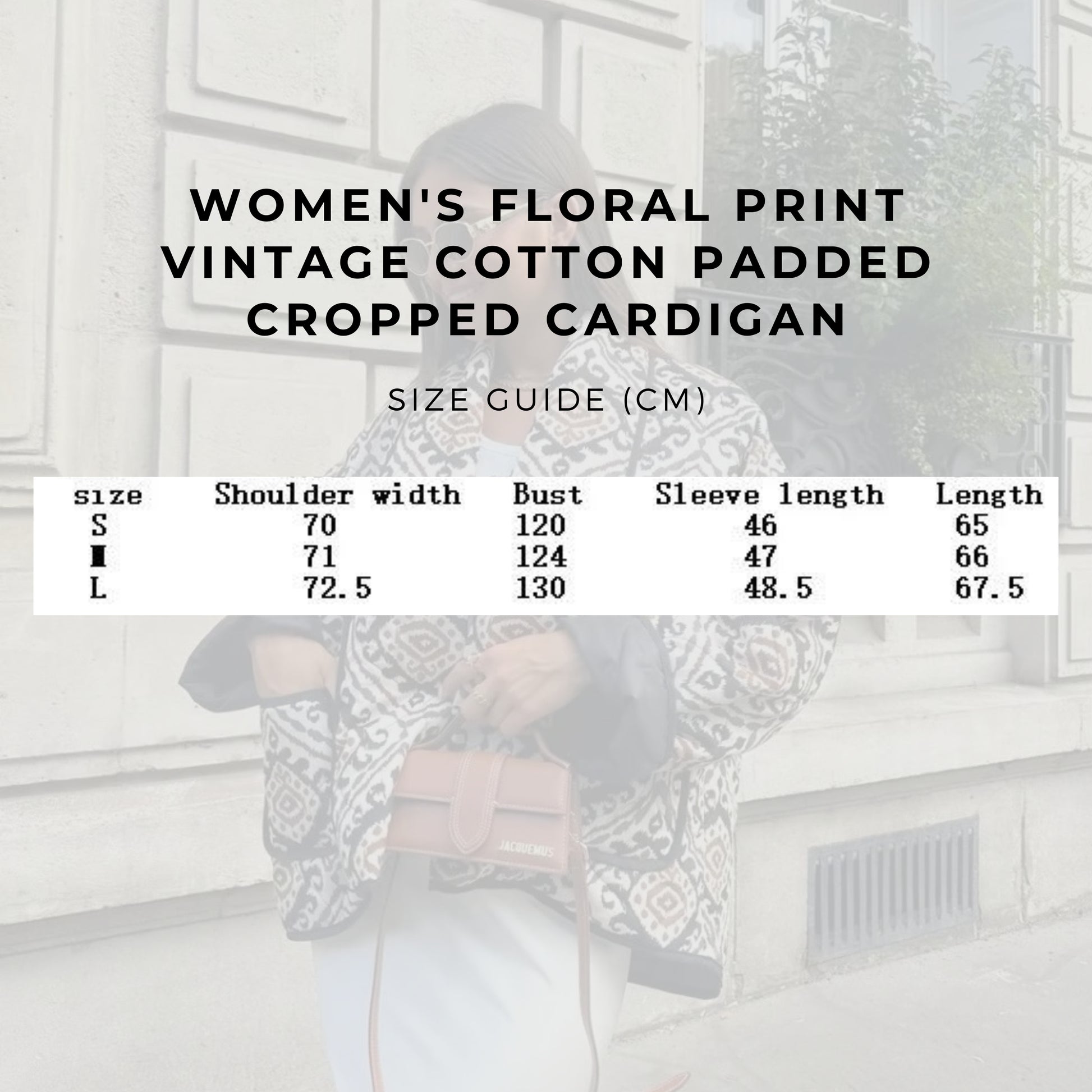 Women's Floral Print Vintage Cotton Padded Cropped Cardigan - ChoreGirl