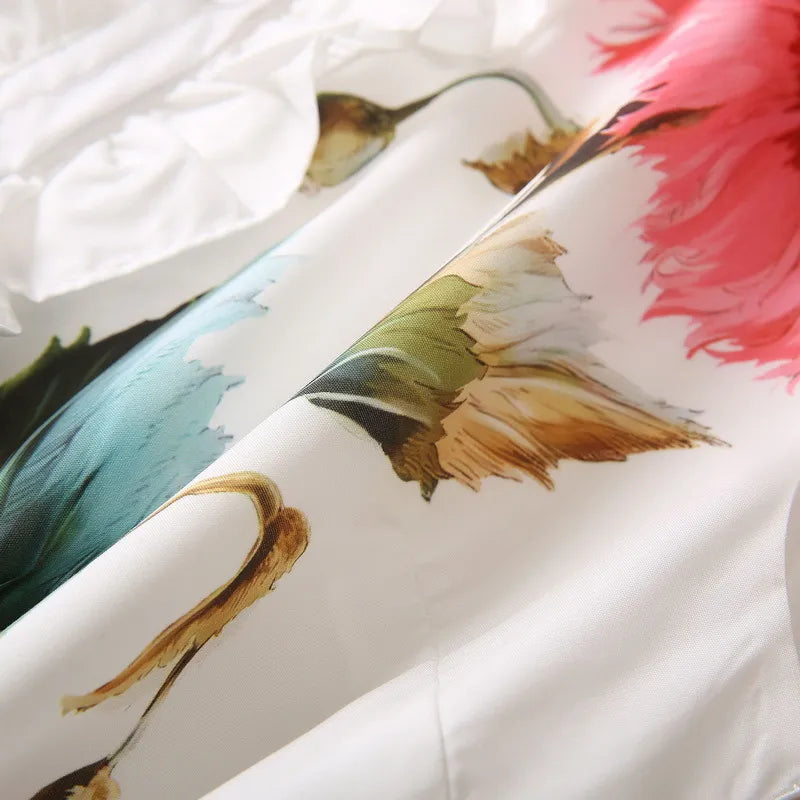 Women's Flower Print Lapel Collar Sleeveless Dress with Pockets - ChoreGirl