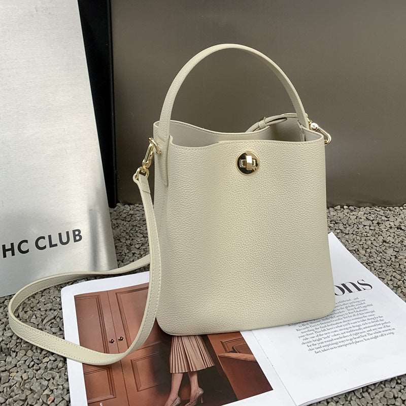 Women's Genuine Leather Messenger Bucket Style Bag - ChoreGirl