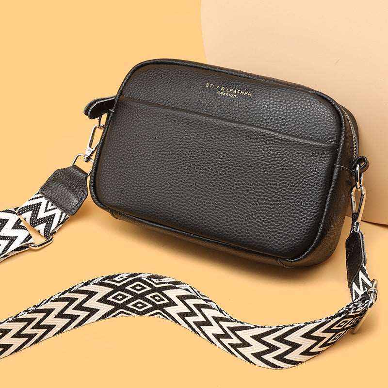 Women's Genuine Leather Small Shoulder Cross-body Bag With Wide Shoulder Strap - ChoreGirl