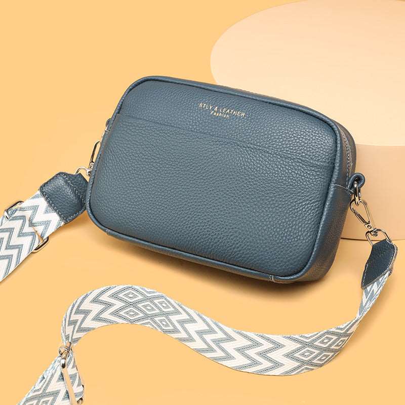Women's Genuine Leather Small Shoulder Cross-body Bag With Wide Shoulder Strap - ChoreGirl