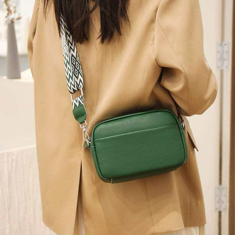 Women's Genuine Leather Small Shoulder Cross-body Bag With Wide Shoulder Strap - ChoreGirl