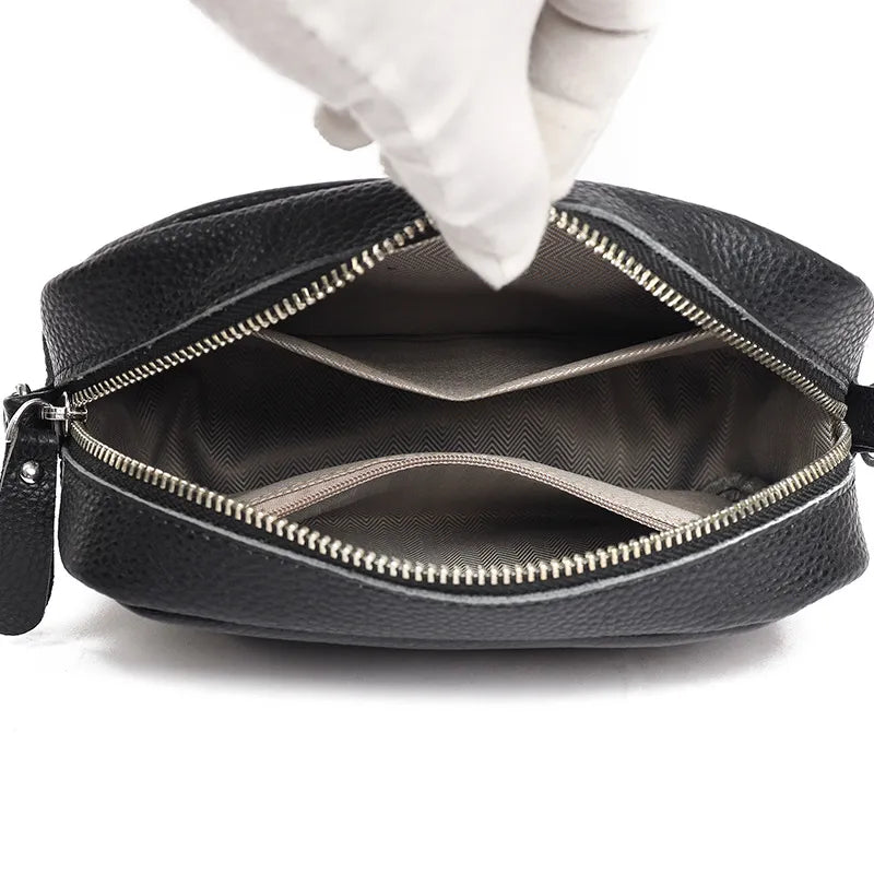 Women's Genuine Leather Small Shoulder Cross-body Bag With Wide Shoulder Strap - ChoreGirl