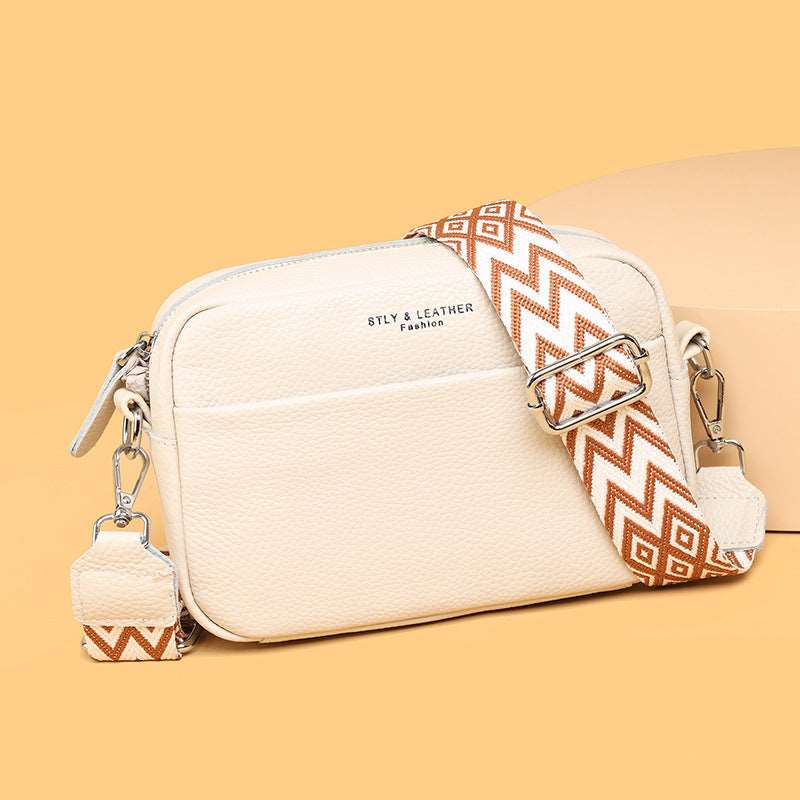 Women's Genuine Leather Small Shoulder Cross-body Bag With Wide Shoulder Strap - ChoreGirl
