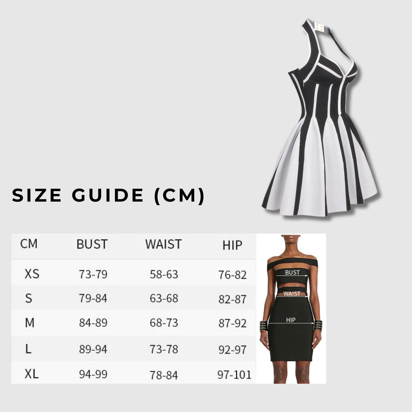 Women's Halter A-line Contrast color Black And White Short Dress - ChoreGirl