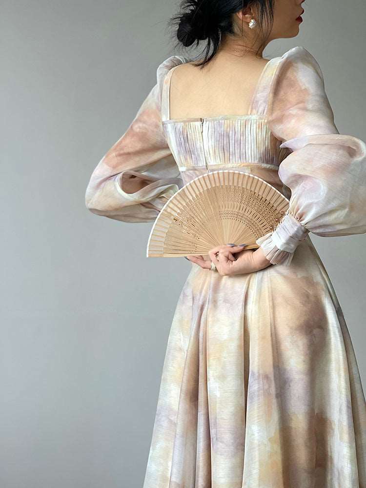 Women's High Quality Elegant Square Neck Vintage Dress - ChoreGirl