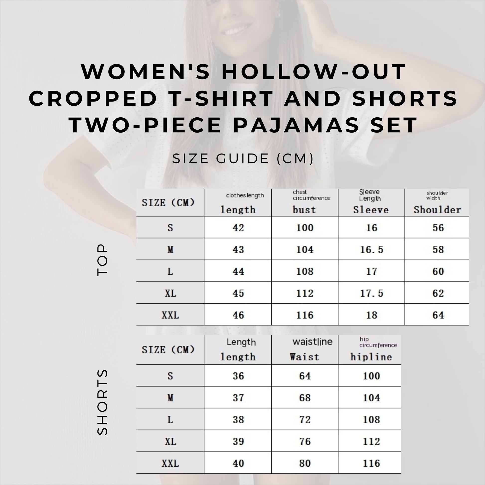 Women's Hollow-out Cropped T-Shirt and Shorts Two-piece Pajamas Set - ChoreGirl