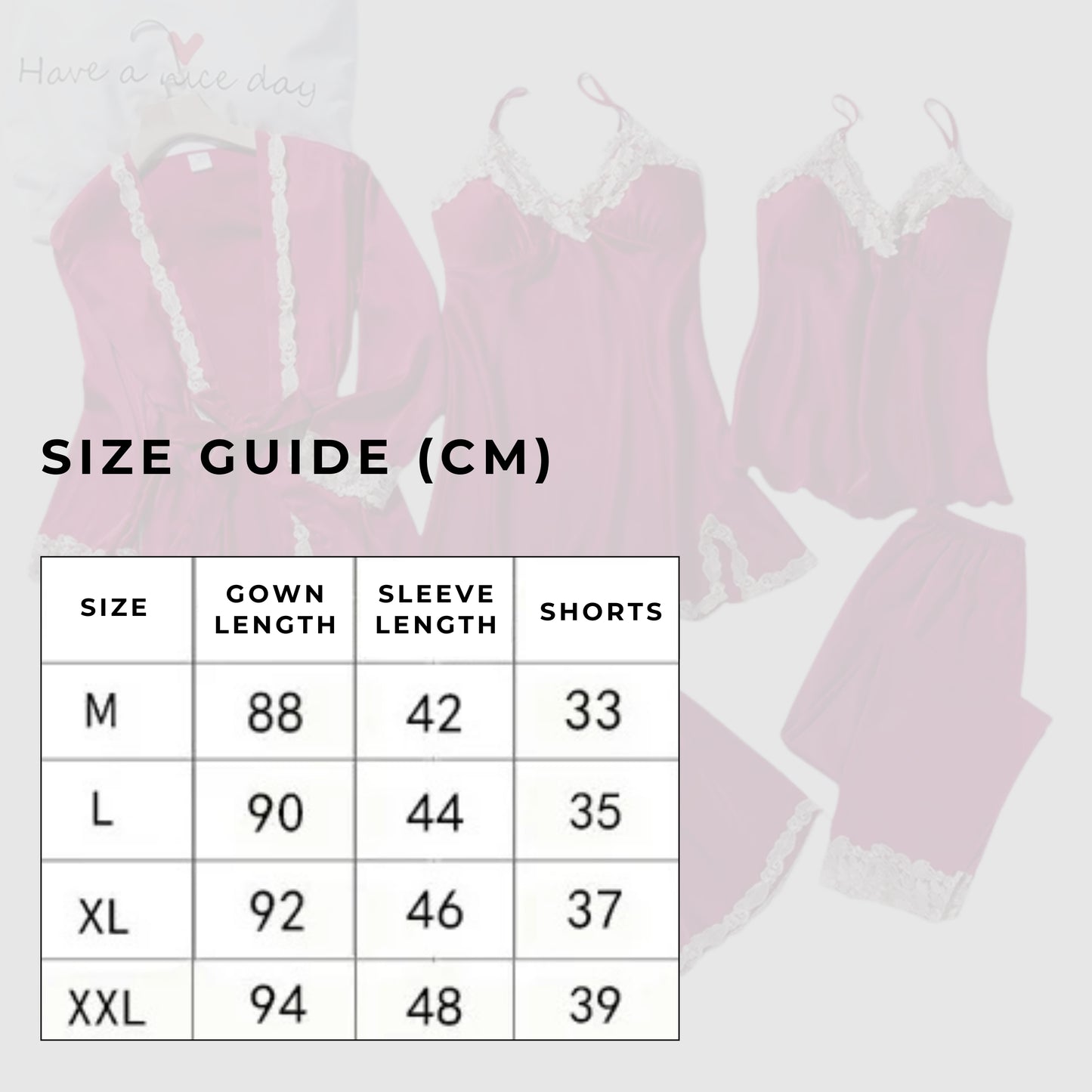 Women's Ice Silk Five Piece Pajamas Set - ChoreGirl