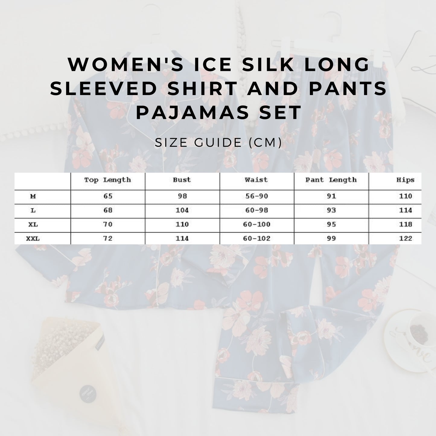 Women's Ice Silk Long Sleeved Shirt and Pants Pajamas Set - ChoreGirl