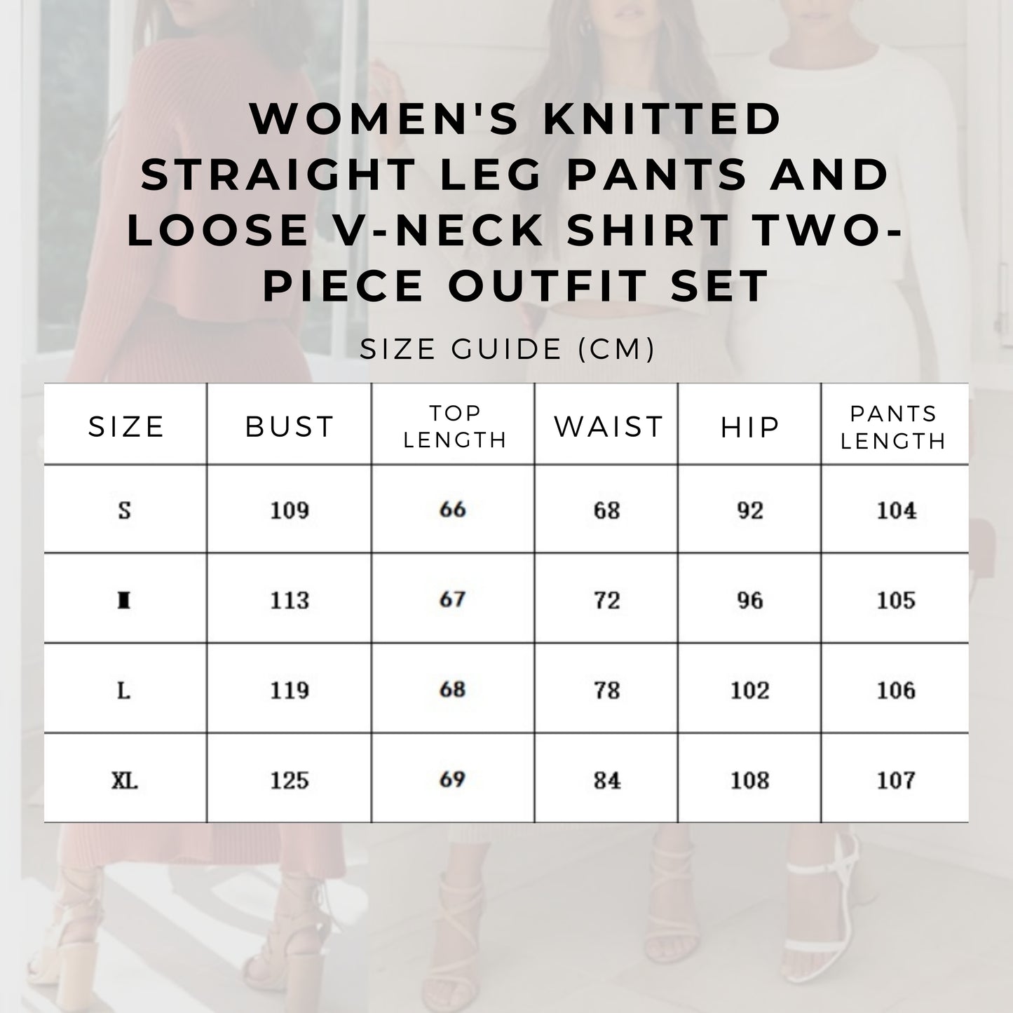 Women's Knitted Straight Leg Pants and Loose V-neck Shirt Two-Piece Outfit Set - ChoreGirl