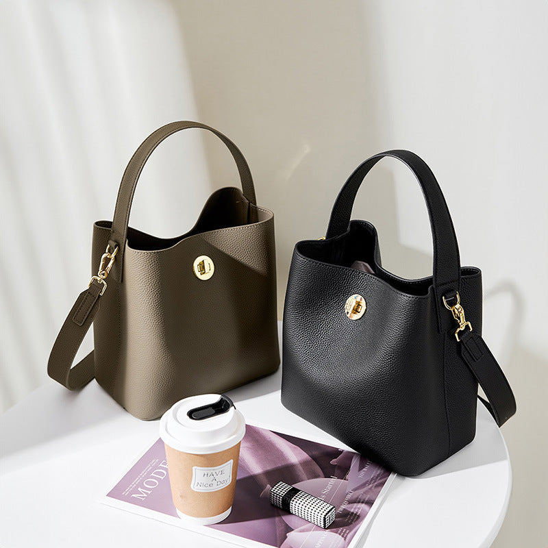 Women's Leather Bucket Style Shoulder Bag - ChoreGirl