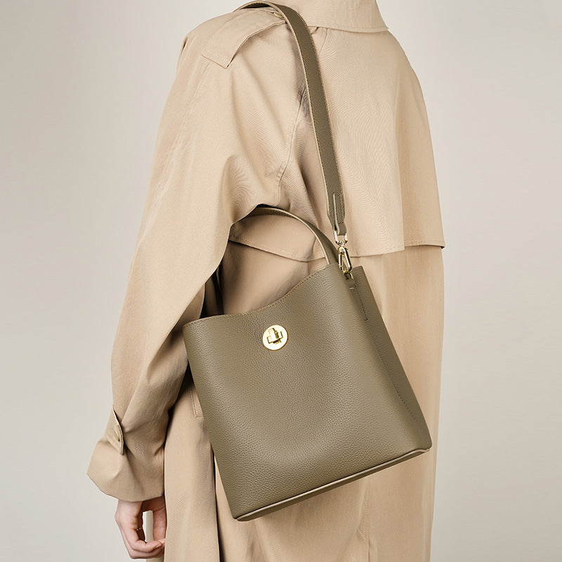 Women's Leather Bucket Style Shoulder Bag - ChoreGirl